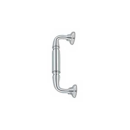Deltana [DP2576U26] Solid Brass Thru-Bolt Door Pull Handle w/ Rosettes - Polished Chrome Finish - 8" C/C - 9 3/4" L