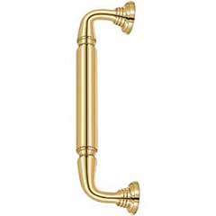 Deltana [DP2578CR003] Solid Brass Thru-Bolt Door Pull Handle w/ Rosettes - Polished Brass (PVD) Finish - 10&quot; C/C - 11 3/4&quot; L