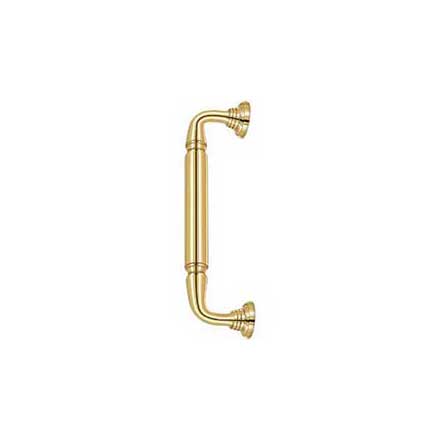 Deltana [DP2578CR003] Solid Brass Thru-Bolt Door Pull Handle w/ Rosettes - Polished Brass (PVD) Finish - 10" C/C - 11 3/4" L