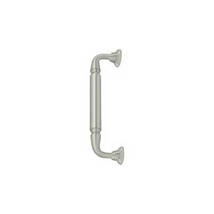 Deltana [DP2578U15] Solid Brass Thru-Bolt Door Pull Handle w/ Rosettes - Brushed Nickel Finish - 10&quot; C/C - 11 3/4&quot; L