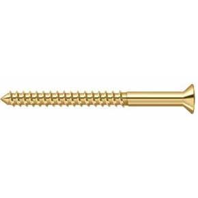 Deltana [SCWB1025CR003] Solid Brass Wood Screw - #10 x 2 1/2" - Flat Head - Phillips - Polished Brass (PVD) Finish