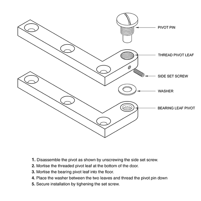 Deltana Door Pivot Hinge Typical Installation