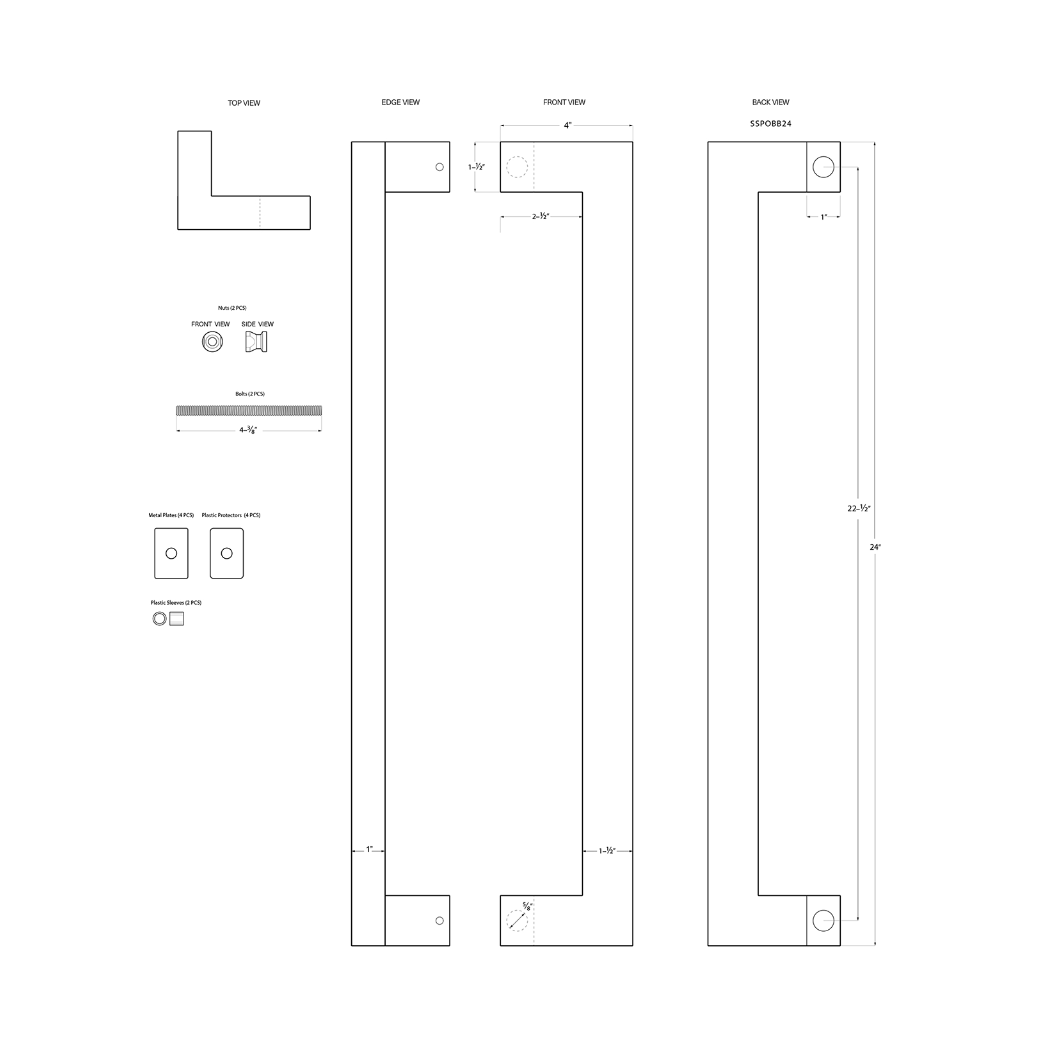 Deltana SSPOBB24 Back-To-Back Door Pull