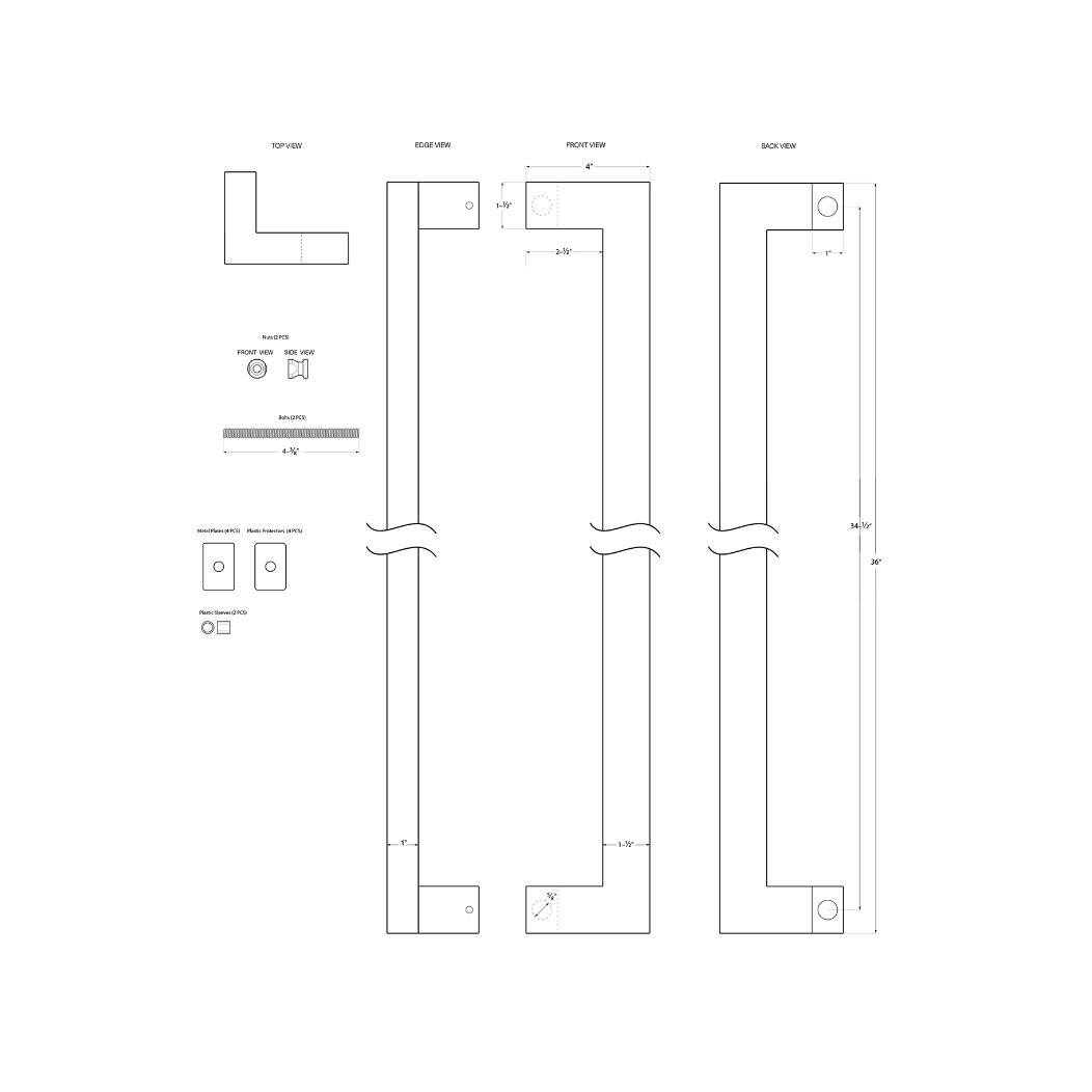 Deltana SSPOBB36 Back-To-Back Door Pull