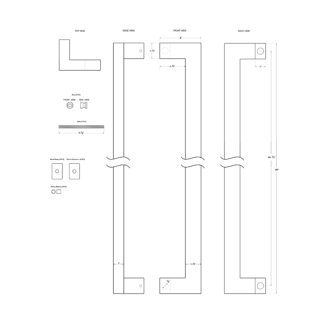 Deltana SSPOBB48 Back-To-Back Door Pull