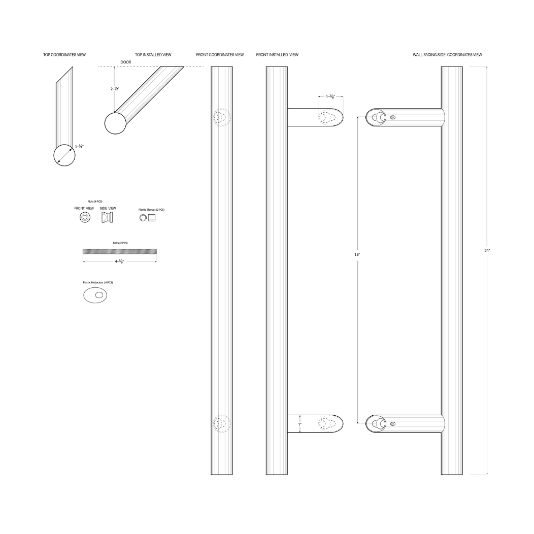 Deltana SSPORBB24 Back-To-Back Door Pull