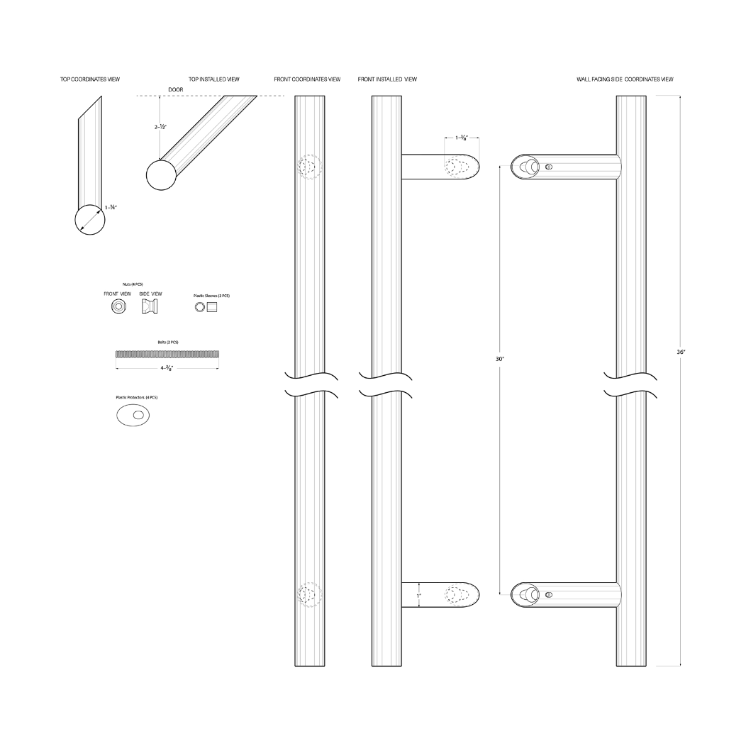 Deltana SSPORBB36 Back-To-Back Door Pull