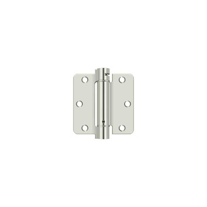 Deltana [DSH35R414] Steel Door Spring Hinge 1/4" Radius Corner Polished Nickel Finish 3 1/