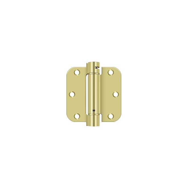 Deltana [DSH35R53] Steel Door Spring Hinge 5/8" Radius Corner Polished Brass Finish 3 1/2