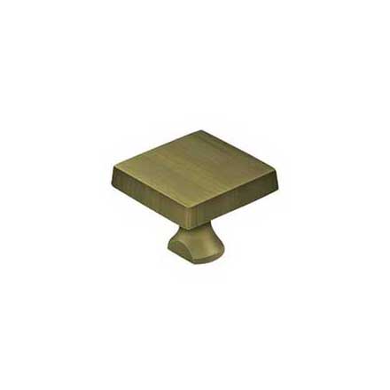 Deltana [KBSU5] Solid Brass Door Slide Bolt Knob - Square - Antique Brass Finish