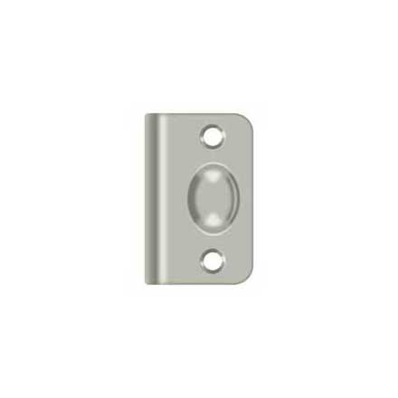 Deltana [SPB349U15] Solid Brass Door Ball Catch Strike Plate - Full Lip - Brushed Nickel Finish - 2 1/8&quot; L