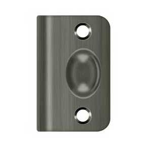 Deltana [SPB349U15A] Solid Brass Door Ball Catch Strike Plate - Full Lip - Antique Nickel Finish - 2 1/8" L