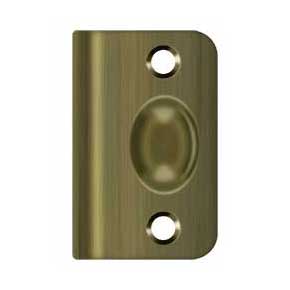 Deltana [SPB349U5] Solid Brass Door Ball Catch Strike Plate - Full Lip - Antique Brass Finish - 2 1/8" L