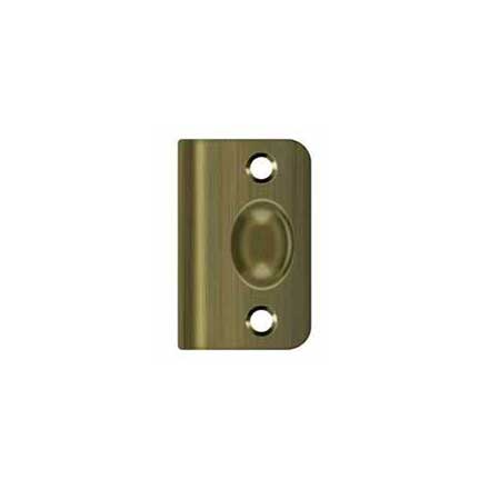 Deltana [SPB349U5] Solid Brass Door Ball Catch Strike Plate - Full Lip - Antique Brass Finish - 2 1/8&quot; L