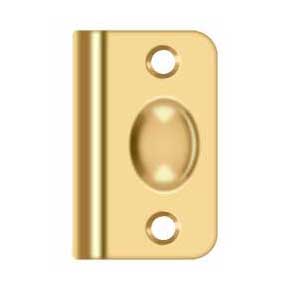 Deltana [SPB349CR003] Solid Brass Door Ball Catch Strike Plate - Full Lip - Polished Brass (PVD) Finish - 2 1/8" L