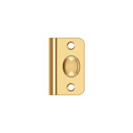 Deltana [SPB349CR003] Solid Brass Door Ball Catch Strike Plate - Full Lip - Polished Brass (PVD) Finish - 2 1/8&quot; L