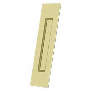 Deltana [FP10225U3-UNL] Solid Brass Pocket Door Flush Pull - Rectangular - Polished Brass (Unlacquered)- 10" L