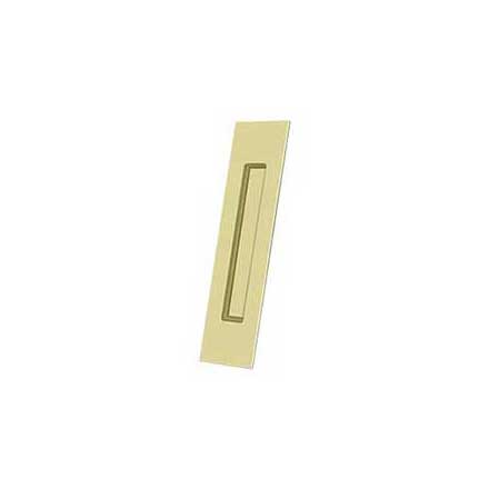 Deltana [FP10225U3-UNL] Solid Brass Pocket Door Flush Pull - Rectangular - Polished Brass (Unlacquered)- 10" L