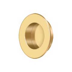 Deltana [FP178CR003] Solid Brass Pocket Door Flush Pull - Round - Polished Brass (PVD) - 1 7/8&quot; Dia.