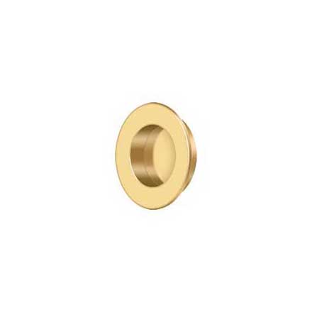 Deltana [FP178CR003] Solid Brass Pocket Door Flush Pull - Round - Polished Brass (PVD) - 1 7/8&quot; Dia.