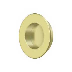 Deltana [FP178U3] Solid Brass Pocket Door Flush Pull - Round - Polished Brass - 1 7/8" Dia.