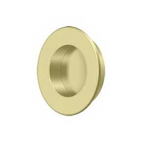Deltana [FP178U3-UNL] Solid Brass Pocket Door Flush Pull - Round - Polished Brass (Unlacquered) - 1 7/8" Dia.