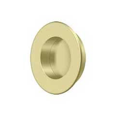 Deltana [FP178U3-UNL] Solid Brass Pocket Door Flush Pull - Round - Polished Brass (Unlacquered) - 1 7/8&quot; Dia.