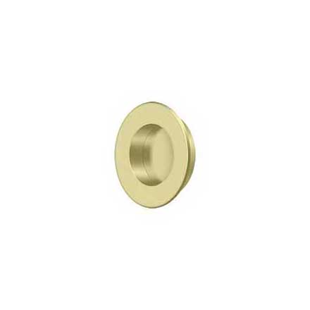 Deltana [FP178U3-UNL] Solid Brass Pocket Door Flush Pull - Round - Polished Brass (Unlacquered) - 1 7/8" Dia.