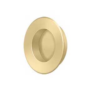 Deltana [FP178U4] Solid Brass Pocket Door Flush Pull - Round - Brushed Brass - 1 7/8" Dia.
