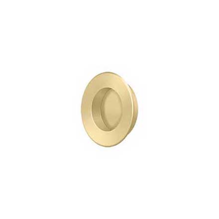 Deltana [FP178U4] Solid Brass Pocket Door Flush Pull - Round - Brushed Brass - 1 7/8&quot; Dia.