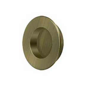 Deltana [FP178U5] Solid Brass Pocket Door Flush Pull - Round - Antique Brass - 1 7/8" Dia.