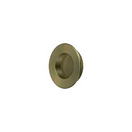 Deltana [FP178U5] Solid Brass Pocket Door Flush Pull - Round - Antique Brass - 1 7/8&quot; Dia.