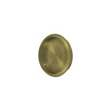 Deltana [FP221RU5] Solid Brass Pocket Door Flush Pull - Round - Antique Brass - 2 1/2&quot; Dia.