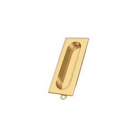 Deltana [FP222CR003] Solid Brass Pocket Door Flush Pull - Rectangle - Polished Brass (PVD) - 3 1/8&quot; L