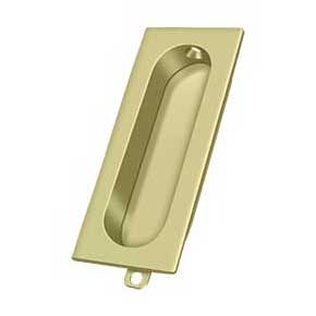 Deltana [FP222U3-UNL] Solid Brass Pocket Door Flush Pull - Rectangle - Polished Brass (Unlacquered) - 3 1/8" L
