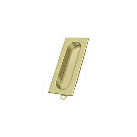 Deltana [FP222U3-UNL] Solid Brass Pocket Door Flush Pull - Rectangle - Polished Brass (Unlacquered) - 3 1/8&quot; L