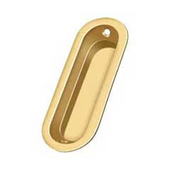 Deltana [FP223CR003] Solid Brass Pocket Door Flush Pull - Oblong - Polished Brass (PVD) - 3 9/16&quot; L