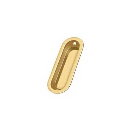 Deltana [FP223CR003] Solid Brass Pocket Door Flush Pull - Oblong - Polished Brass (PVD) - 3 9/16&quot; L