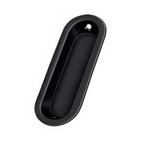 Deltana [FP223U19] Solid Brass Pocket Door Flush Pull - Oblong - Paint Black - 3 9/16" L