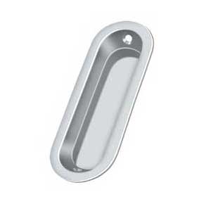 Deltana [FP223U26] Solid Brass Pocket Door Flush Pull - Oblong - Polished Chrome - 3 9/16" L