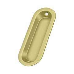 Deltana [FP223U3] Solid Brass Pocket Door Flush Pull - Oblong - Polished Brass - 3 9/16&quot; L