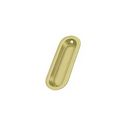 Deltana [FP223U3] Solid Brass Pocket Door Flush Pull - Oblong - Polished Brass - 3 9/16&quot; L