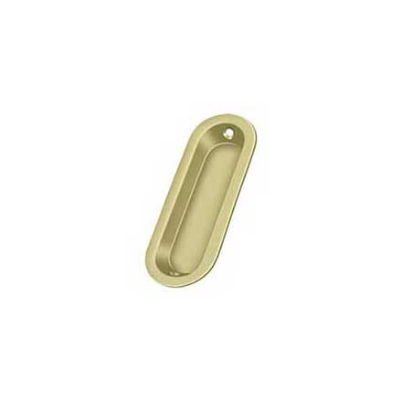 Deltana [FP223U3-UNL] Solid Brass Pocket Door Flush Pull - Oblong - Polished Brass (Unlacquered) - 3 9/16&quot; L