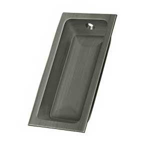 Deltana [FP227U15A] Solid Brass Pocket Door Flush Pull - Large Rectangle - Antique Nickel - 3 5/8" L