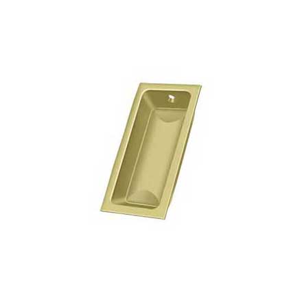 Deltana [FP227U3] Solid Brass Pocket Door Flush Pull - Large Rectangle - Polished Brass - 3 5/8&quot; L