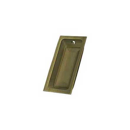 Deltana [FP227U5] Solid Brass Pocket Door Flush Pull - Large Rectangle - Antique Brass - 3 5/8&quot; L