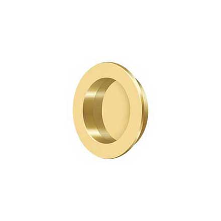 Deltana [FP238CR003] Solid Brass Pocket Door Flush Pull - Round - Polished Brass (PVD) - 2 3/8&quot; Dia.