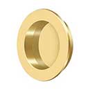 Deltana [FP238CR003] Solid Brass Pocket Door Flush Pull - Round - Polished Brass (PVD) - 2 3/8" Dia.