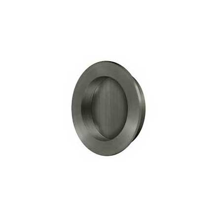 Deltana [FP238U15A] Solid Brass Pocket Door Flush Pull - Round - Antique Nickel - 2 3/8&quot; Dia.