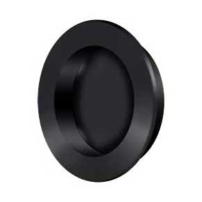 Deltana [FP238U19] Solid Brass Pocket Door Flush Pull - Round - Paint Black - 2 3/8" Dia.